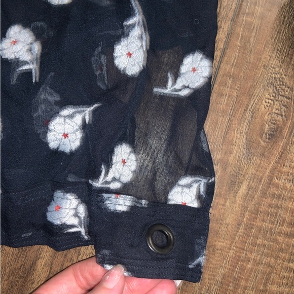 Rag & Bone Bennett Sheer Floral navy red white Silk Blouse Top designer fall - Picture 7 of 9